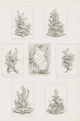 Disegno ornamentale con motivo di gambero, pl. 14 in Livre des Légumes (Serie di ornamenti vegetali)